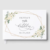 White Flowers, Cream Flowers, Boho, Birthday Gastenboek (Voorkant)