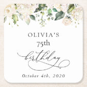 White Flowers, Cream Flowers, Boho, Birthday Kartonnen Onderzetters (Voorkant)