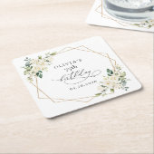 White Flowers, Cream Flowers, Boho, Birthday Kartonnen Onderzetters (Schuin)