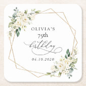 White Flowers, Cream Flowers, Boho, Birthday Kartonnen Onderzetters (Voorkant)