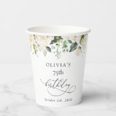 White Flowers, Cream Flowers, Boho, Birthday Papieren Bekers (Achterkant)