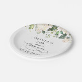 White Flowers, Cream Flowers, Boho, Birthday Papieren Bordje (Gekanteld)