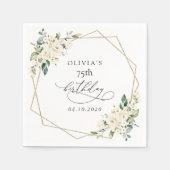 White Flowers, Cream Flowers, Boho, Birthday Servet (Voorkant)