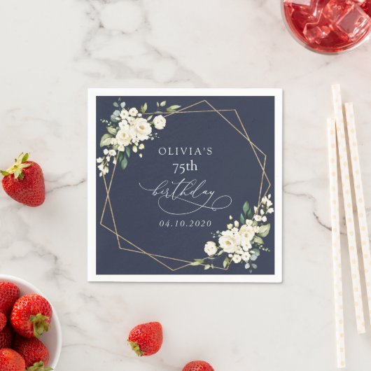 White Flowers, Cream Flowers, Boho, Birthday Servet (Insitu)