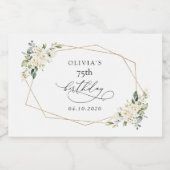 White Flowers, Cream Flowers, Boho, Birthday Sparkling Wijnetiket (Enkel label)