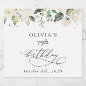 White Flowers, Cream Flowers, Boho, Birthday Sparkling Wijnetiket (Enkel label)
