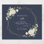 White Flowers, Cream Flowers, Boho, Birthday Sparkling Wijnetiket (Enkel label)