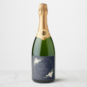 White Flowers, Cream Flowers, Boho, Birthday Sparkling Wijnetiket (Voorkant)