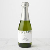 White Flowers, Cream Flowers, Boho, Birthday Sparkling Wijnetiket (Voorkant)