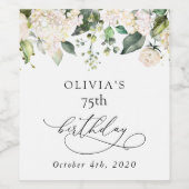 White Flowers, Cream Flowers, Boho, Birthday Wijn Etiket (Enkel label)