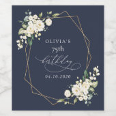 White Flowers, Cream Flowers, Boho, Birthday Wijn Etiket (Enkel label)