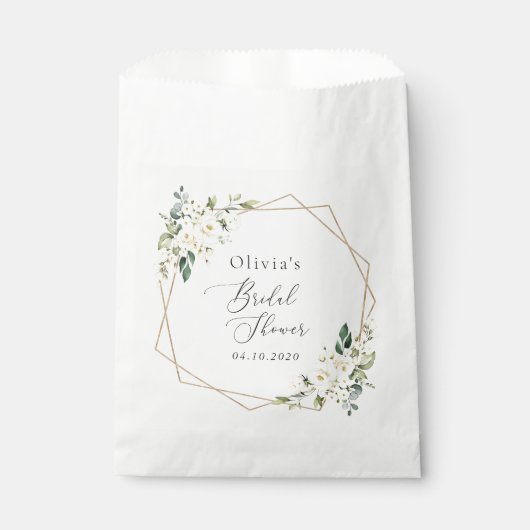 White Flowers, Cream Flowers, Boho, Bridal Shower Bedankzakje (Voorkant)