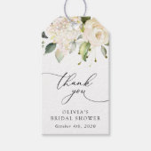 White Flowers, Cream Flowers, Boho, Bridal Shower Cadeaulabel (Voorkant)