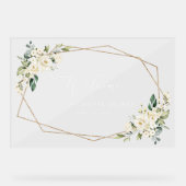 White Flowers, Cream Flowers, Boho, Bridal Welcome Acryl Bord (Voorkant)