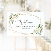White Flowers, Cream Flowers, Boho, Bridal Welcome Poster