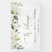 White Flowers, Cream Flowers, Boho, Bridal Welcome Spandoek (Verticaal)