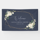 White Flowers, Cream Flowers, Boho, Bridal Welcome Spandoek (Horizontaal)