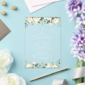 White Flowers, Cream Flowers, Boho, Confirmation Acryl Uitnodigingen (Insitu (Huwelijk))