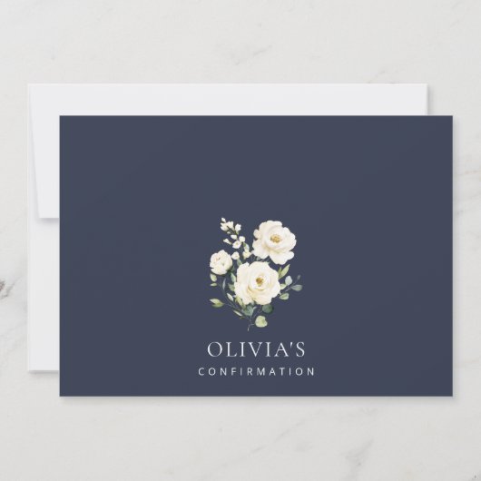 White Flowers, Cream Flowers, Boho, Confirmation Kaart (Achterkant)