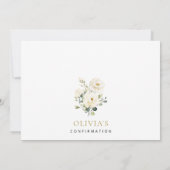 White Flowers, Cream Flowers, Boho, Confirmation Kaart (Achterkant)