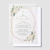 White Flowers, Cream Flowers, Boho, Confirmation Vellum Uitnodigingen (Offset)