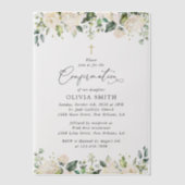 White Flowers, Cream Flowers, Boho, Confirmation Vellum Uitnodigingen (Voorkant)