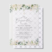 White Flowers, Cream Flowers, Boho, Confirmation Vellum Uitnodigingen (Offset (Uitnodiging))