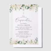 White Flowers, Cream Flowers, Boho, Confirmation Vellum Uitnodigingen (Offset)