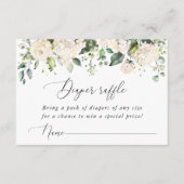 White Flowers, Cream Flowers, Boho, Diaper Raffle Informatiekaartje (Voorkant)