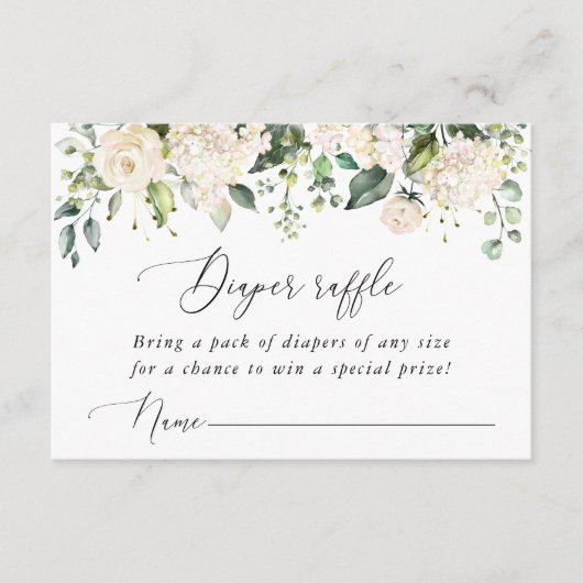 White Flowers, Cream Flowers, Boho, Diaper Raffle Informatiekaartje (Voorkant)