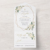White Flowers, Cream Flowers, Boho, Floral Baptism All In One Uitnodiging (Binnen)