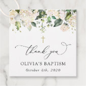 White Flowers, Cream Flowers, Boho, Floral Baptism Bedankjes Labels (Voorkant)