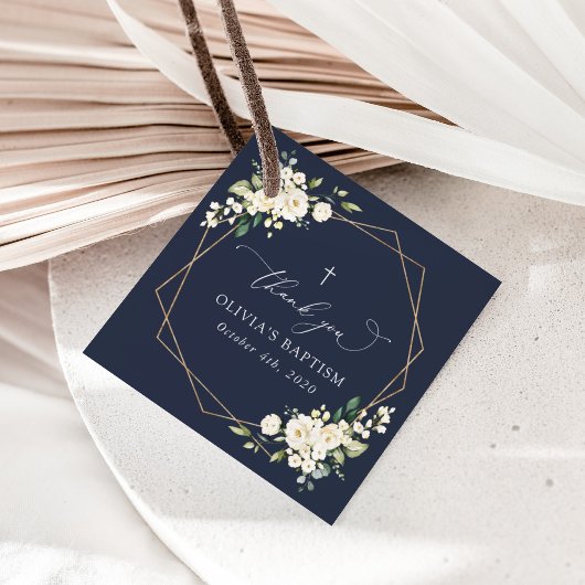 White Flowers, Cream Flowers, Boho, Floral Baptism Bedankjes Labels