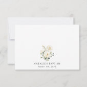 White Flowers, Cream Flowers, Boho, Floral Baptism Bedankkaart (Achterkant)