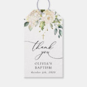 White Flowers, Cream Flowers, Boho, Floral Baptism Cadeaulabel (Voorkant)