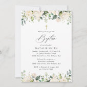 White Flowers, Cream Flowers, Boho, Floral Baptism Kaart (Voorkant)