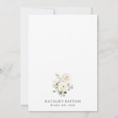 White Flowers, Cream Flowers, Boho, Floral Baptism Kaart (Achterkant)