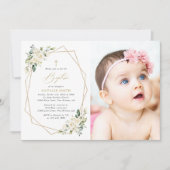 White Flowers, Cream Flowers, Boho, Floral Baptism Kaart (Voorkant)