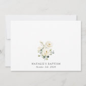 White Flowers, Cream Flowers, Boho, Floral Baptism Kaart (Achterkant)