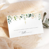 White Flowers, Cream Flowers, Boho, Floral Baptism Plaatskaartje