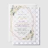 White Flowers, Cream Flowers, Boho, Floral Baptism Vellum Uitnodigingen (Offset (Uitnodiging))