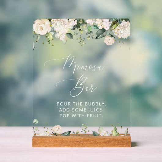 White Flowers, Cream Flowers, Boho, Mimosa Bar Acryl Bord (Neutraal)