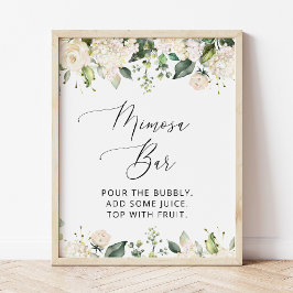 White Flowers, Cream Flowers, Boho, Mimosa Bar Poster