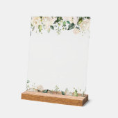 White Flowers, Cream Flowers, Boho, Momosa Bar Acryl Bord (Hoek)