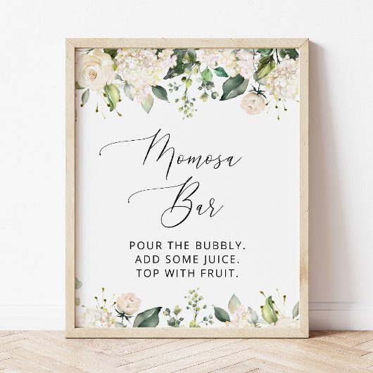 White Flowers, Cream Flowers, Boho, Momosa Bar Poster