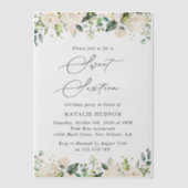 White Flowers, Cream Flowers, Boho, Sweet 16 Vellum Uitnodigingen (Voorkant)