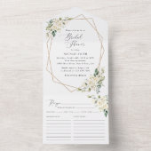 White Flowers, Cream Flowers, Boho, Vrijgezellenfe All In One Uitnodiging (Binnen)