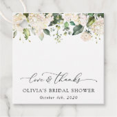 White Flowers, Cream Flowers, Boho, Vrijgezellenfe Bedankjes Labels (Voorkant)