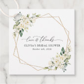 White Flowers, Cream Flowers, Boho, Vrijgezellenfe Bedankjes Labels (Voorkant)