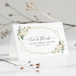 White Flowers, Cream Flowers, Boho, Vrijgezellenfe Bedankkaart